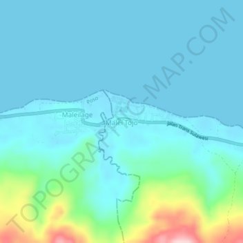 Topografisk kort Malei Tojo, højde, terræn