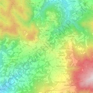 Topografisk kort Pietragavina, højde, terræn