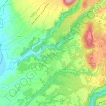 Topografisk kort Sovana, højde, terræn