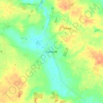 Topografisk kort Sandvad, højde, terræn