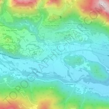 Topografisk kort Demonte, højde, terræn