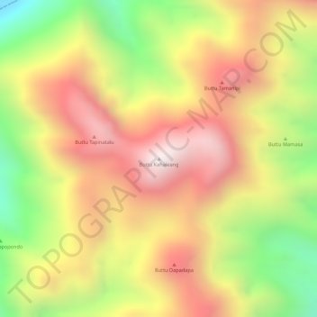 Topografisk kort Buttu Kahaleang, højde, terræn