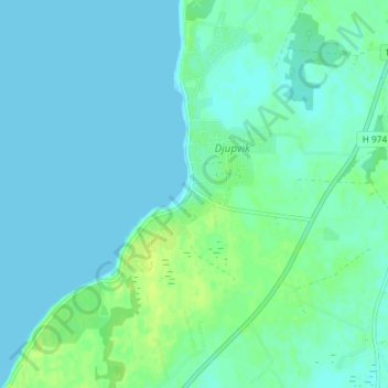Topografisk kort Djupvik, højde, terræn
