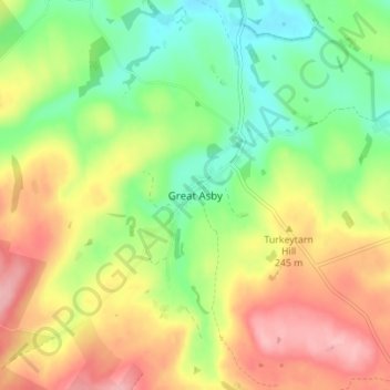 Topografisk kort Great Asby, højde, terræn