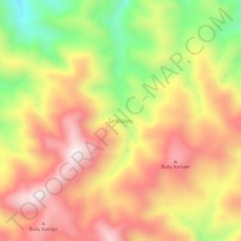 Topografisk kort Sintuwu, højde, terræn