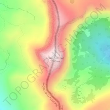 Topografisk kort Cerro Codihue, højde, terræn