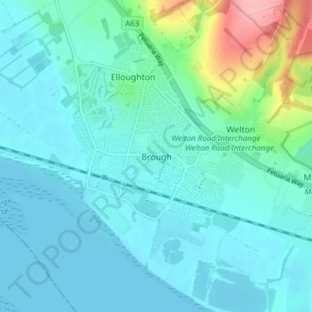 Topografisk kort Brough, højde, terræn