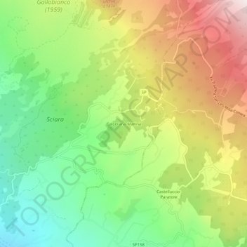 Topografisk kort Calcerana-Marina, højde, terræn