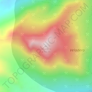 Topografisk kort Veladero, højde, terræn