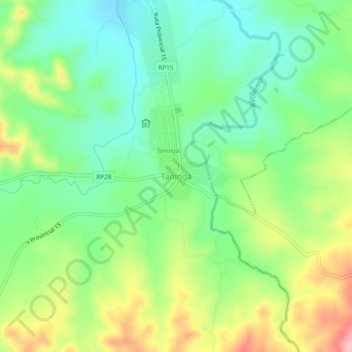 Topografisk kort Taninga, højde, terræn