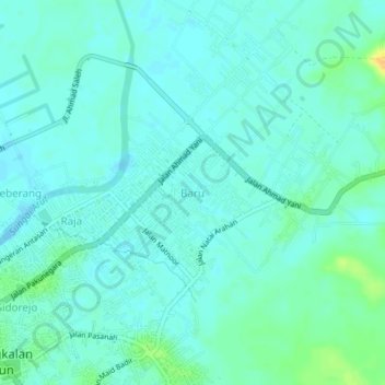 Topografisk kort Baru, højde, terræn