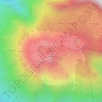 Topografisk kort Mount Marapi, højde, terræn
