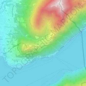 Topografisk kort Brè, højde, terræn