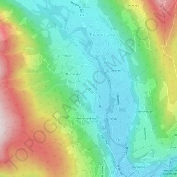 Topografisk kort Saps, højde, terræn