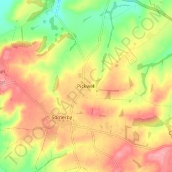 Topografisk kort Pickwell, højde, terræn