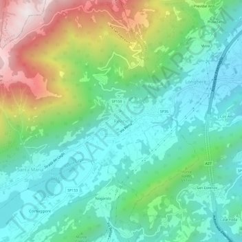 Topografisk kort Revine, højde, terræn