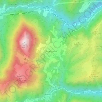 Topografisk kort Massaprofoglio, højde, terræn