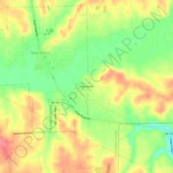 Topografisk kort Old Pekin, højde, terræn