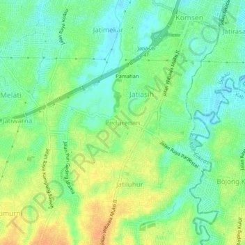 Topografisk kort Pedurenan, højde, terræn