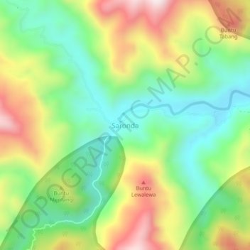 Topografisk kort Saronda, højde, terræn