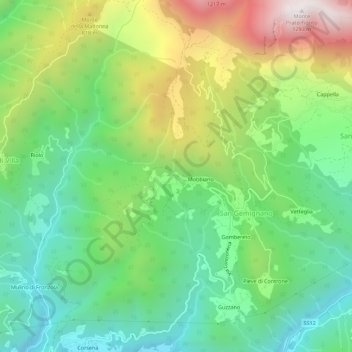 Topografisk kort Longoio, højde, terræn