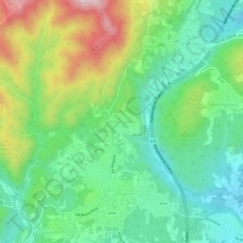Topografisk kort Invorio Superiore, højde, terræn