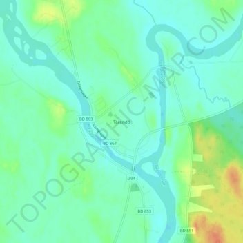 Topografisk kort Tärendö, højde, terræn