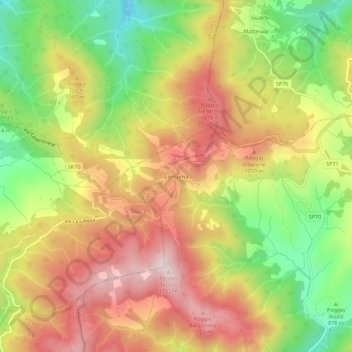 Topografisk kort Consuma, højde, terræn