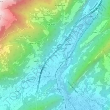 Topografisk kort Forcal, højde, terræn