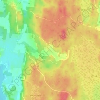 Topografisk kort Bäckelidstorp, højde, terræn