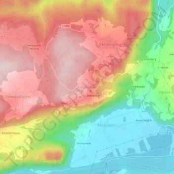 Topografisk kort Kreuth, højde, terræn