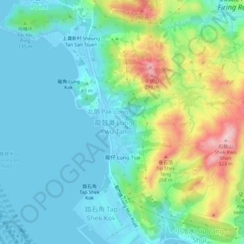 Topografisk kort Nam Long, højde, terræn