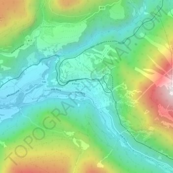 Topografisk kort Filisur, højde, terræn