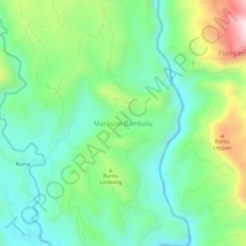 Topografisk kort Maroson Bambalu, højde, terræn