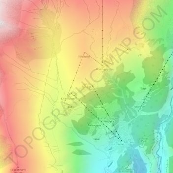 Topografisk kort Belalp, højde, terræn