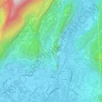 Topografisk kort Santa Maria di Laghel, højde, terræn