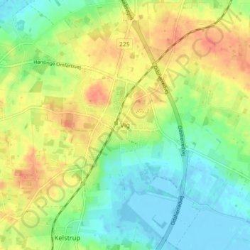 Topografisk kort Vig, højde, terræn