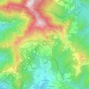 Topografisk kort Donetta, højde, terræn