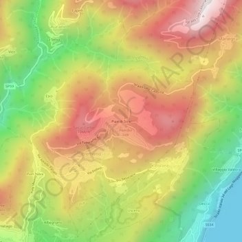 Topografisk kort Pian di Sole, højde, terræn