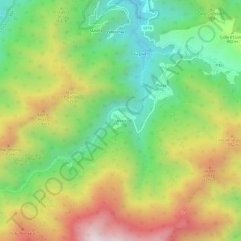 Topografisk kort Umito, højde, terræn