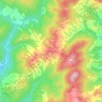 Topografisk kort Nibbiaia, højde, terræn