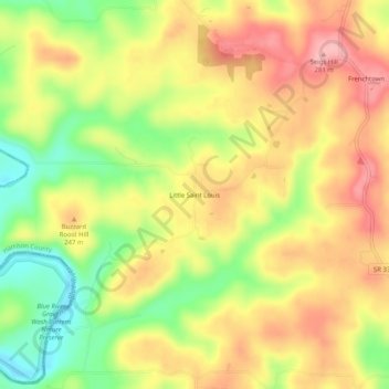 Topografisk kort Little Saint Louis, højde, terræn