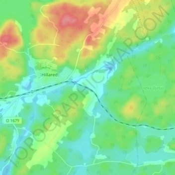 Topografisk kort Veka, højde, terræn