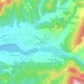 Topografisk kort Persi, højde, terræn