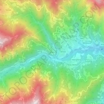 Topografisk kort Venera, højde, terræn