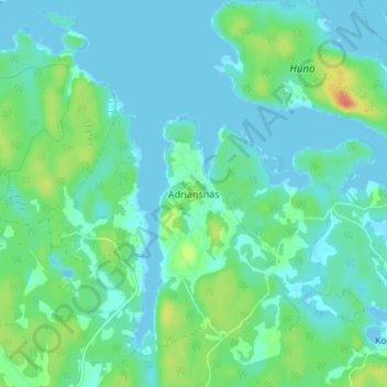 Topografisk kort Adriansnäs, højde, terræn