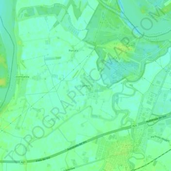 Topografisk kort Zerbio, højde, terræn