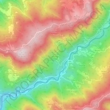 Topografisk kort Codromaz, højde, terræn