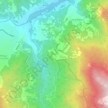 Topografisk kort Ballone, højde, terræn