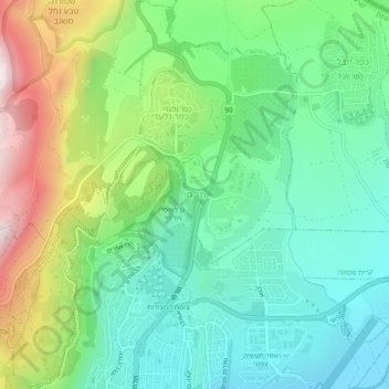 Topografisk kort Tel Haï, højde, terræn